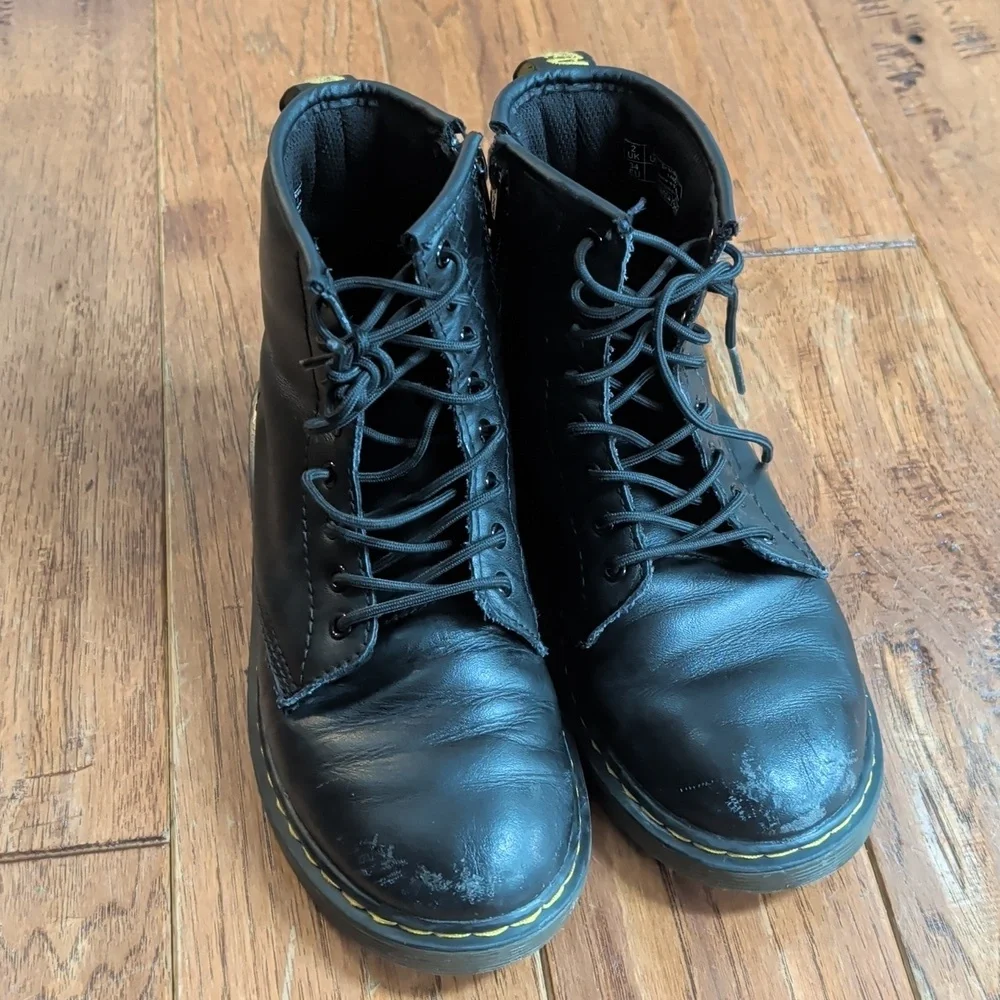 Dr. Martens 1460 J Black Leather Lace-Up Boots